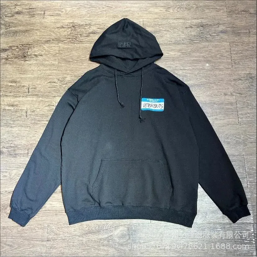 Vetements Unisex Black 'Hello Vetements' Hoodie Black - 1