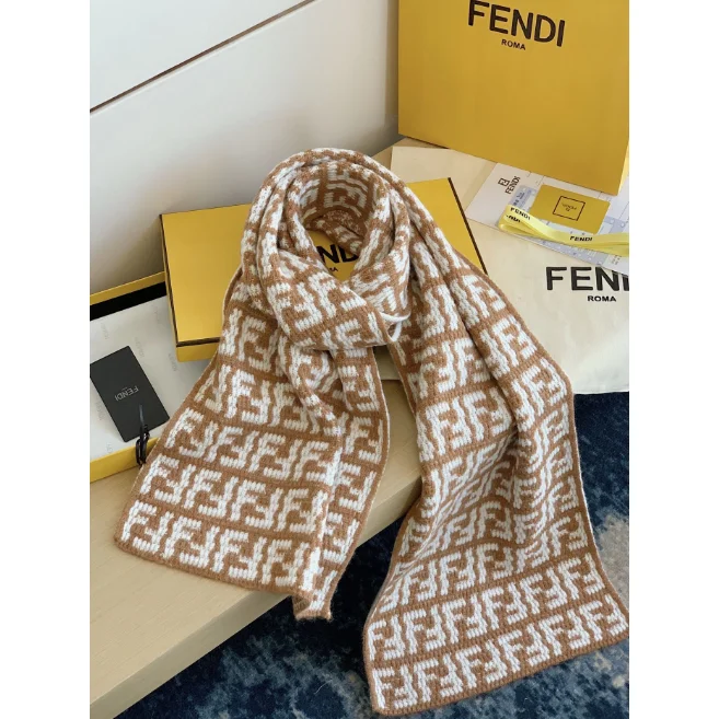 Fendi Fendi FF Logo Scarf Beige/White Beige - 1
