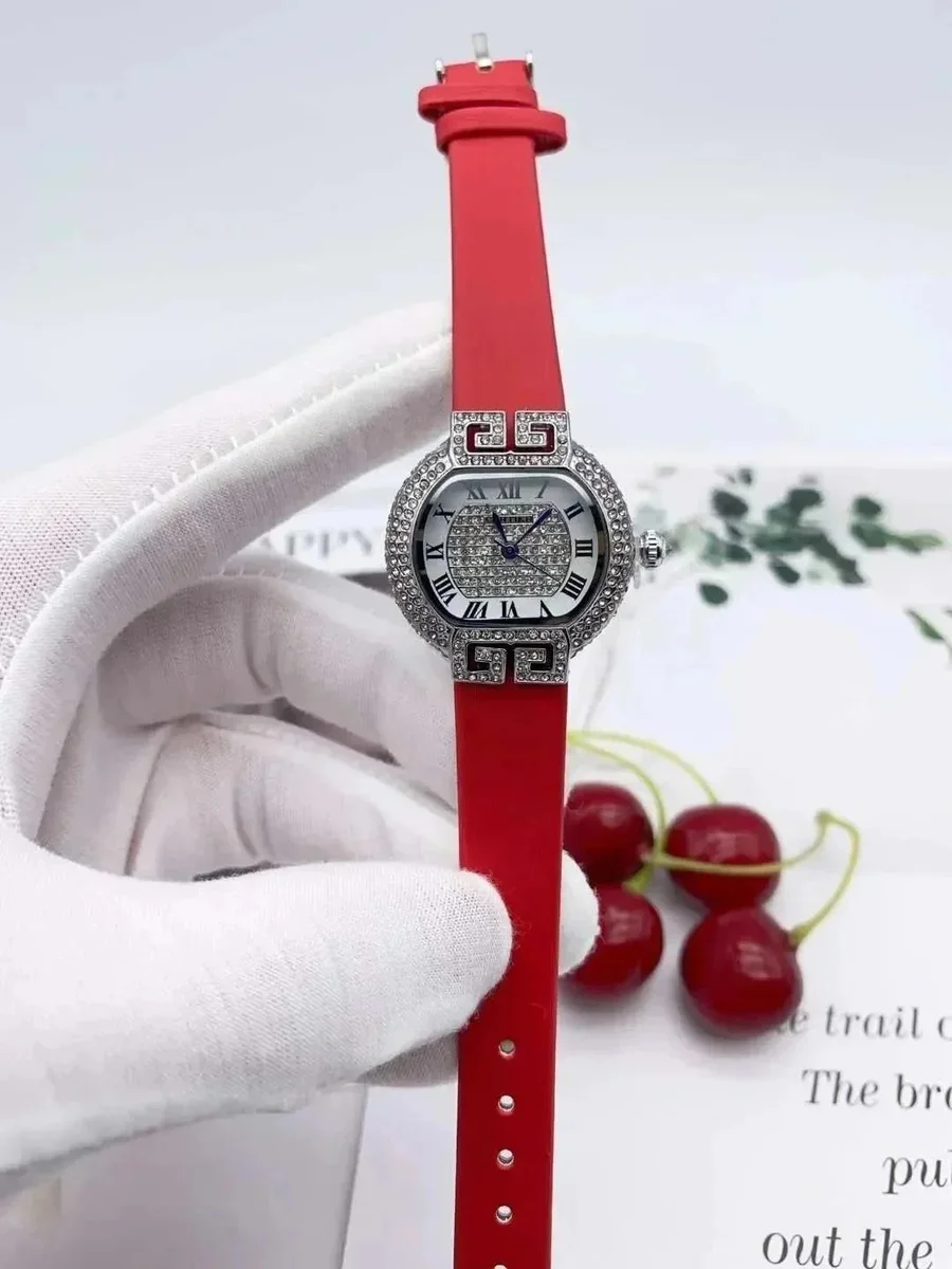 Gucci Red Silicone Watch with Crystal Accents Red - 1