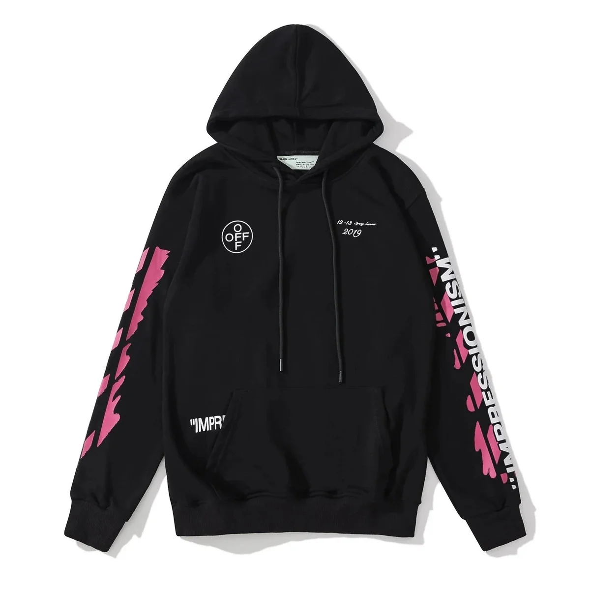 Off-White Off-White Out Of Office Black Hoodie with Pink Accents Black - 1
