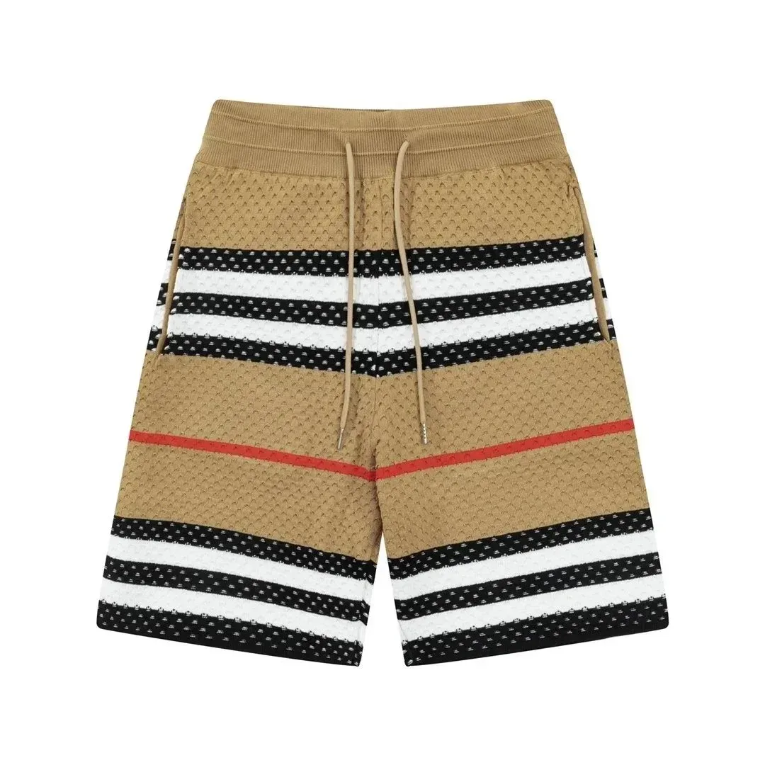 Burberry Striped Mesh Shorts Beige Black White Red Casual Beige - 1