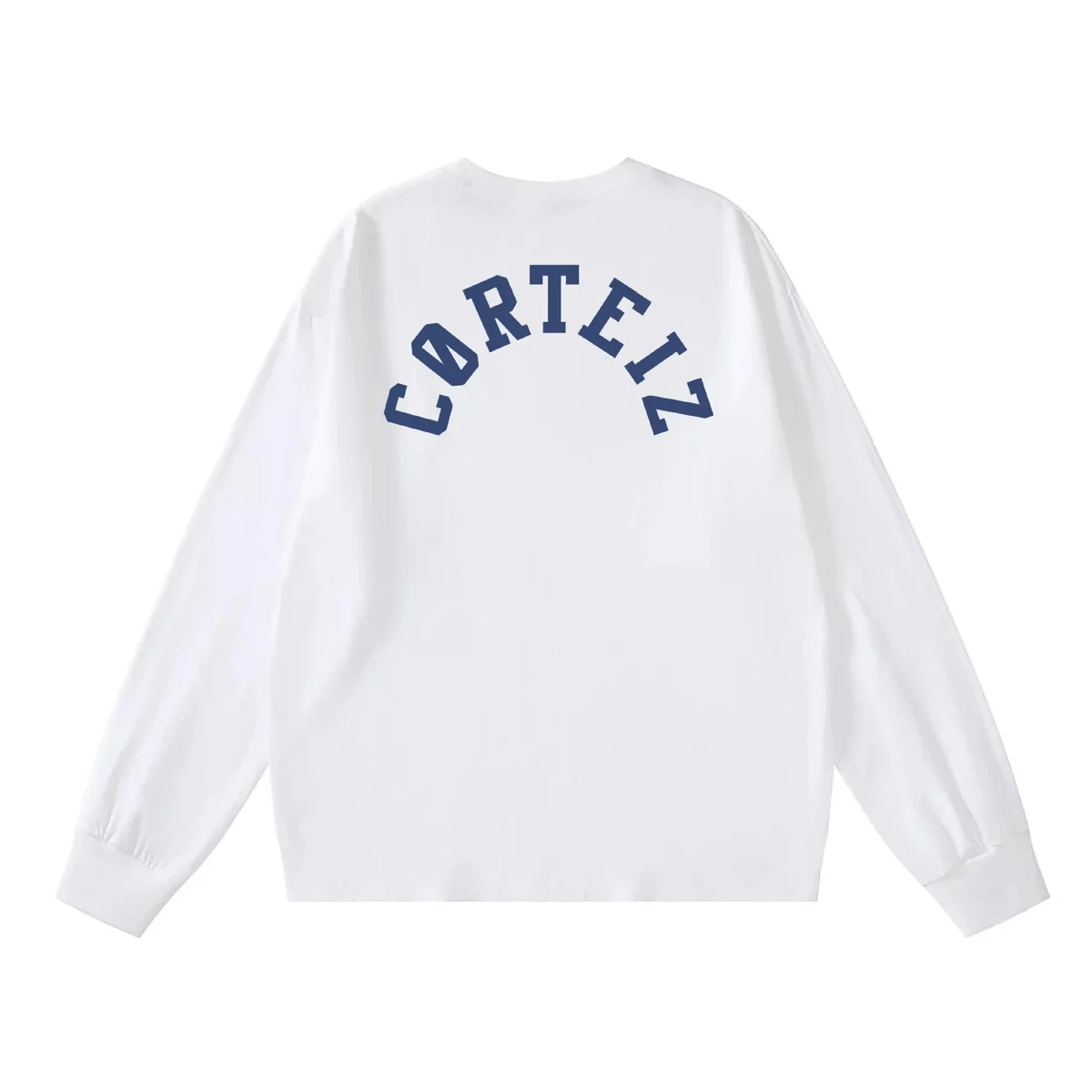 Corteiz Corteiz White Long Sleeve Tee with Navy 'CORTEIZ' Arch Print White - 1