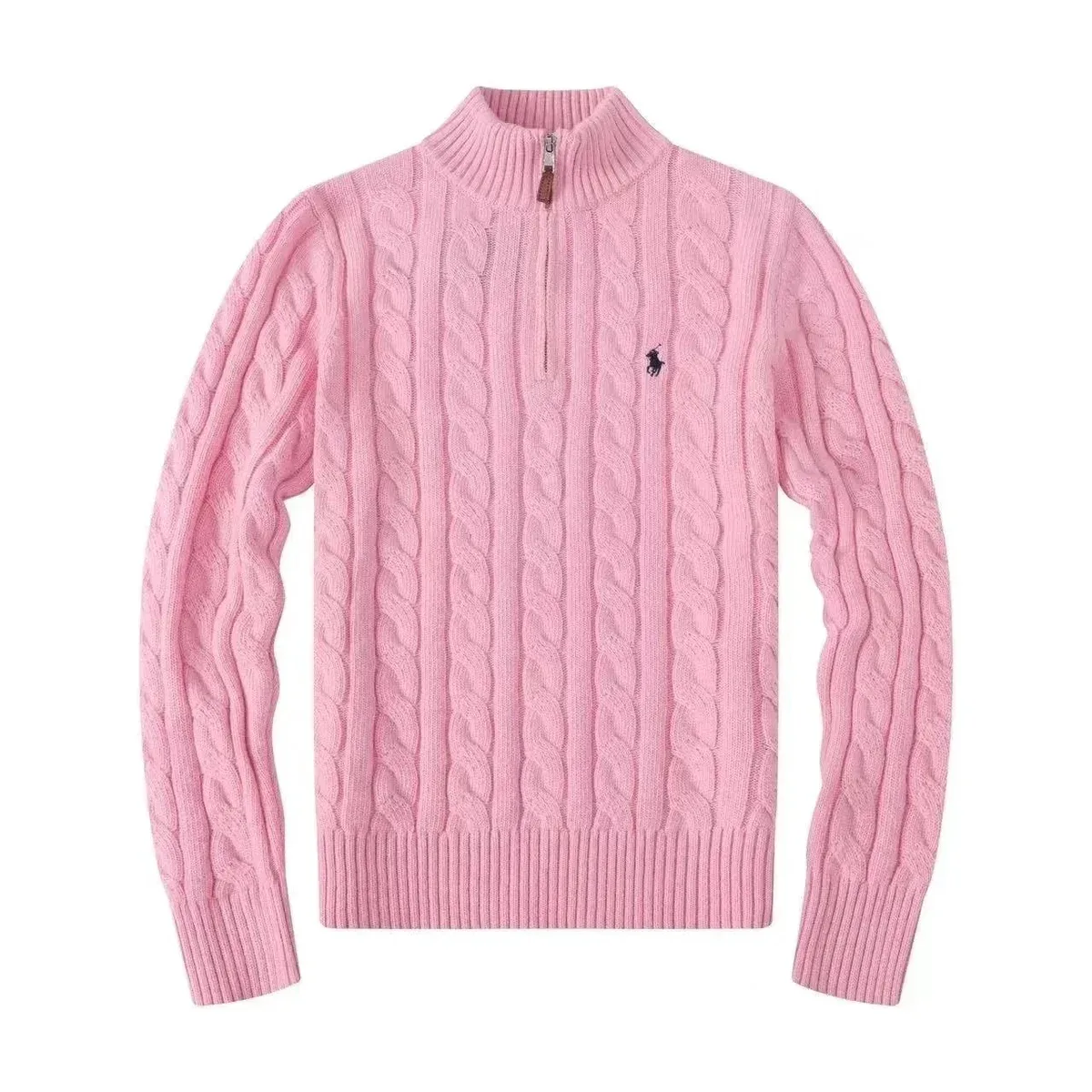 Polo Ralph Lauren Polo Ralph Lauren Cable Knit Zip Neck Sweater Pink Pink - 1