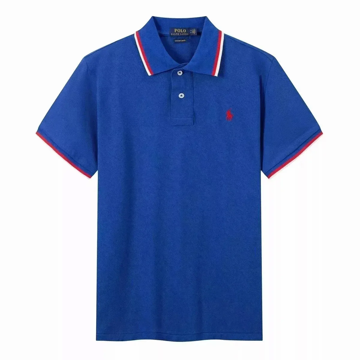Polo Ralph Lauren Polo Ralph Lauren Blue Polo Shirt with Red & White Trim Blue - 1
