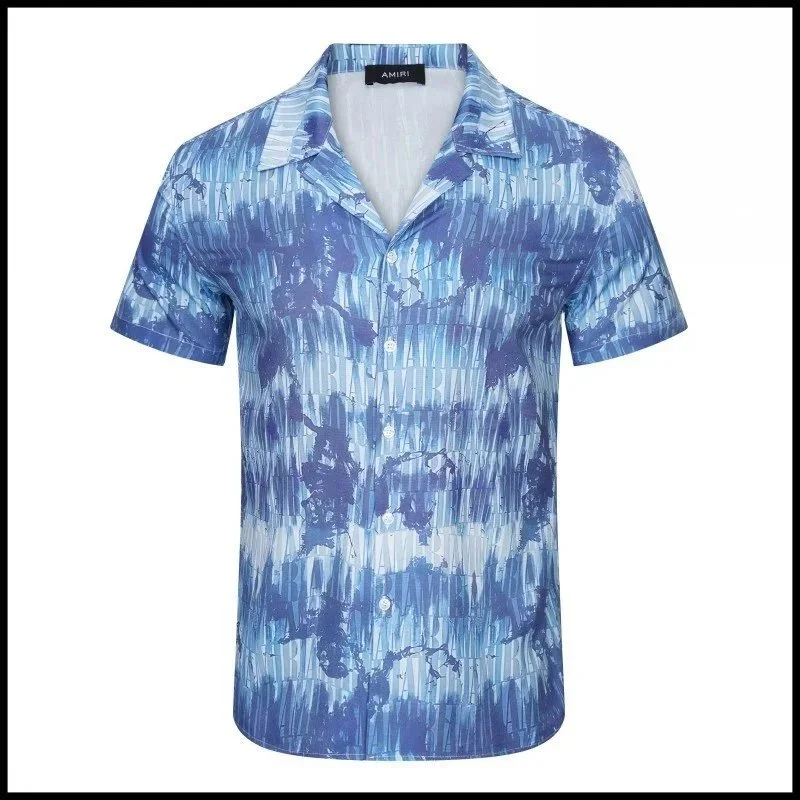 Amiri Amiri Blue Tie-Dye Short-Sleeve Shirt Blue - 1