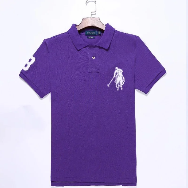 Polo Ralph Lauren Purple Polo Shirt with White Graphic and Number Sleeve Purple - 1