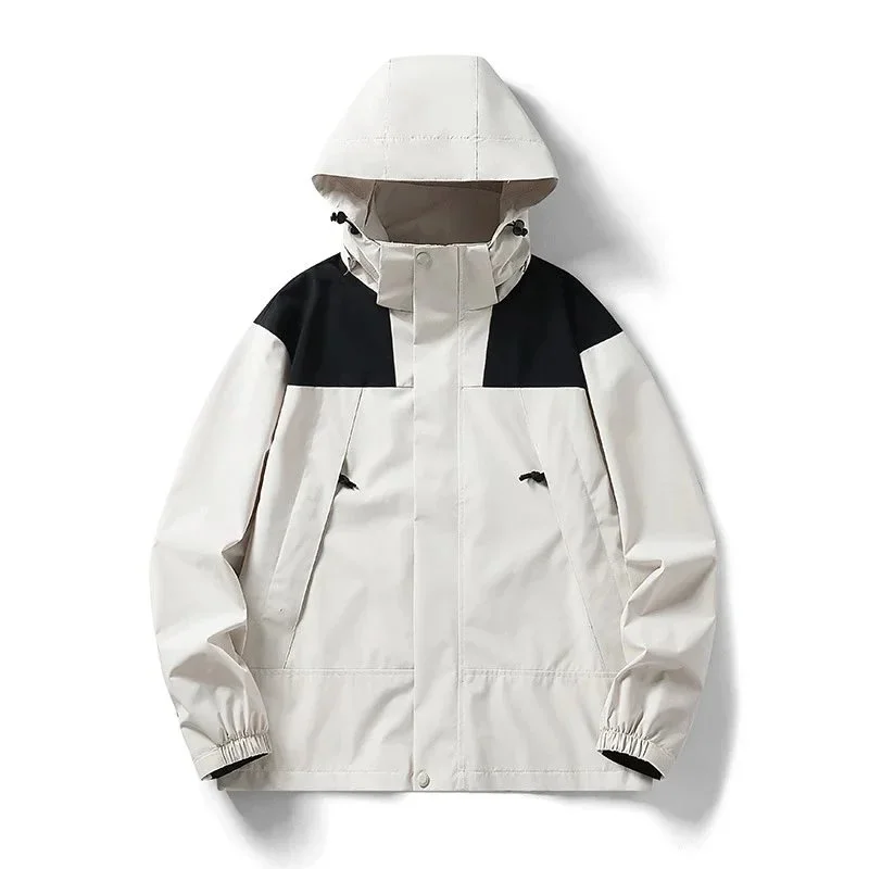 The North Face Unisex Beige & Black Patchwork Windbreaker Jacket Beige - 1