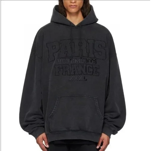 Vetements Vetements Paris France Hoodie Black Oversized Black - 1