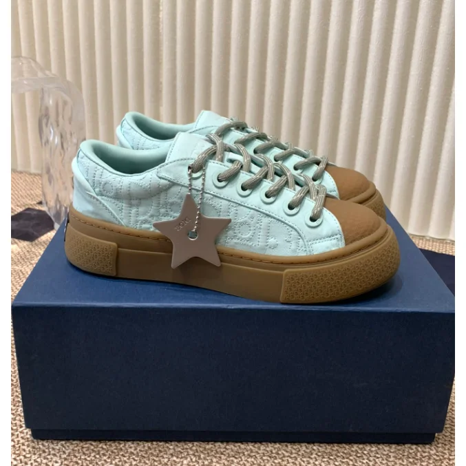Dior Dior Lady Dior Light Blue Canvas Sneakers Blue - 1