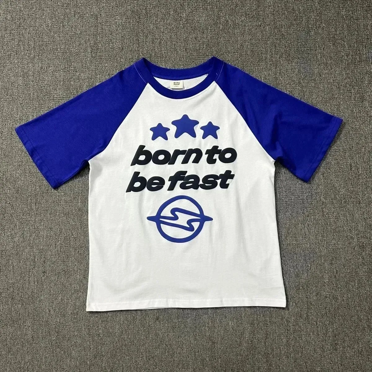 Other Born to Be Fast T-Shirt White/Blue Baseball Style White - 1