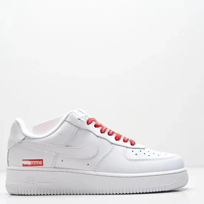 Nike Nike Air Force 1 Supreme White Red Sneakers White - 1