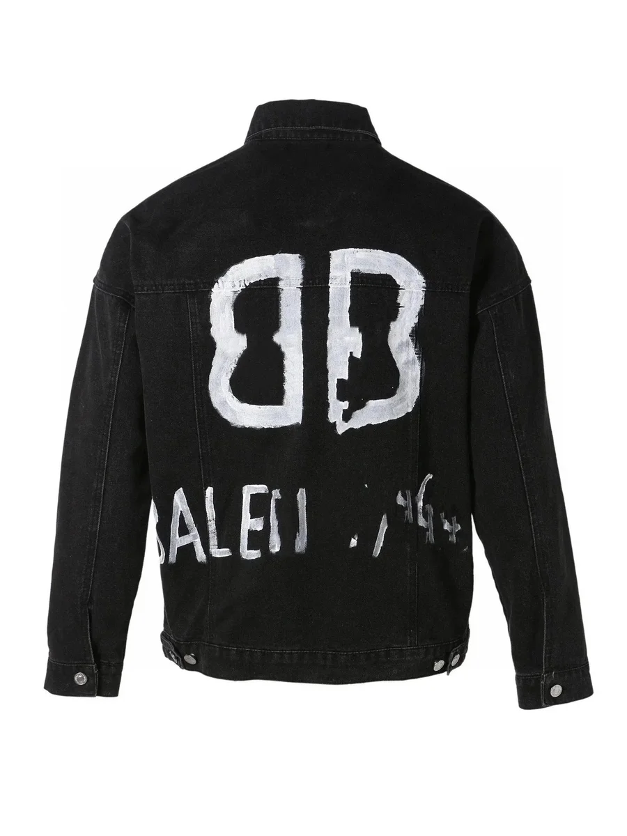 Balenciaga Balenciaga Black Painted Denim Jacket Black - 1