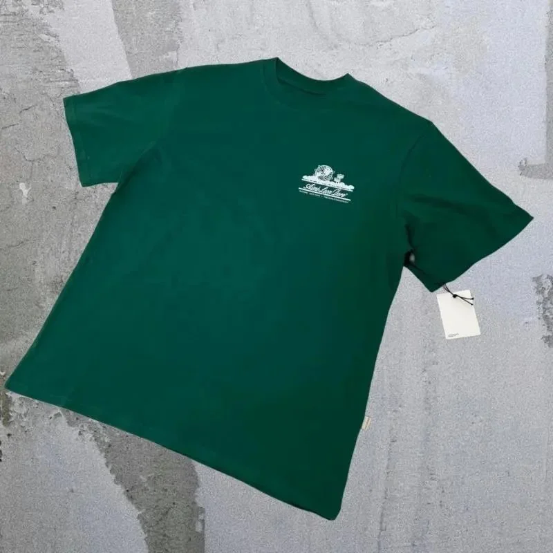Other Green Solid T-Shirt with White Graphic Green - 1