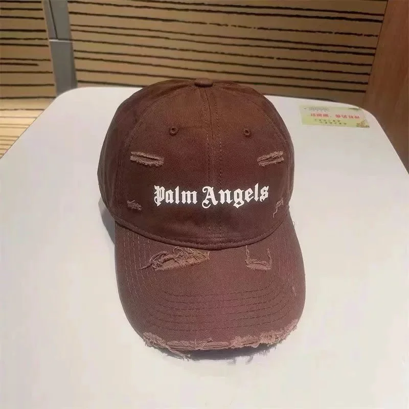 Palm Angels Palm Angels Bear Brown Distressed Baseball Cap Brown - 1