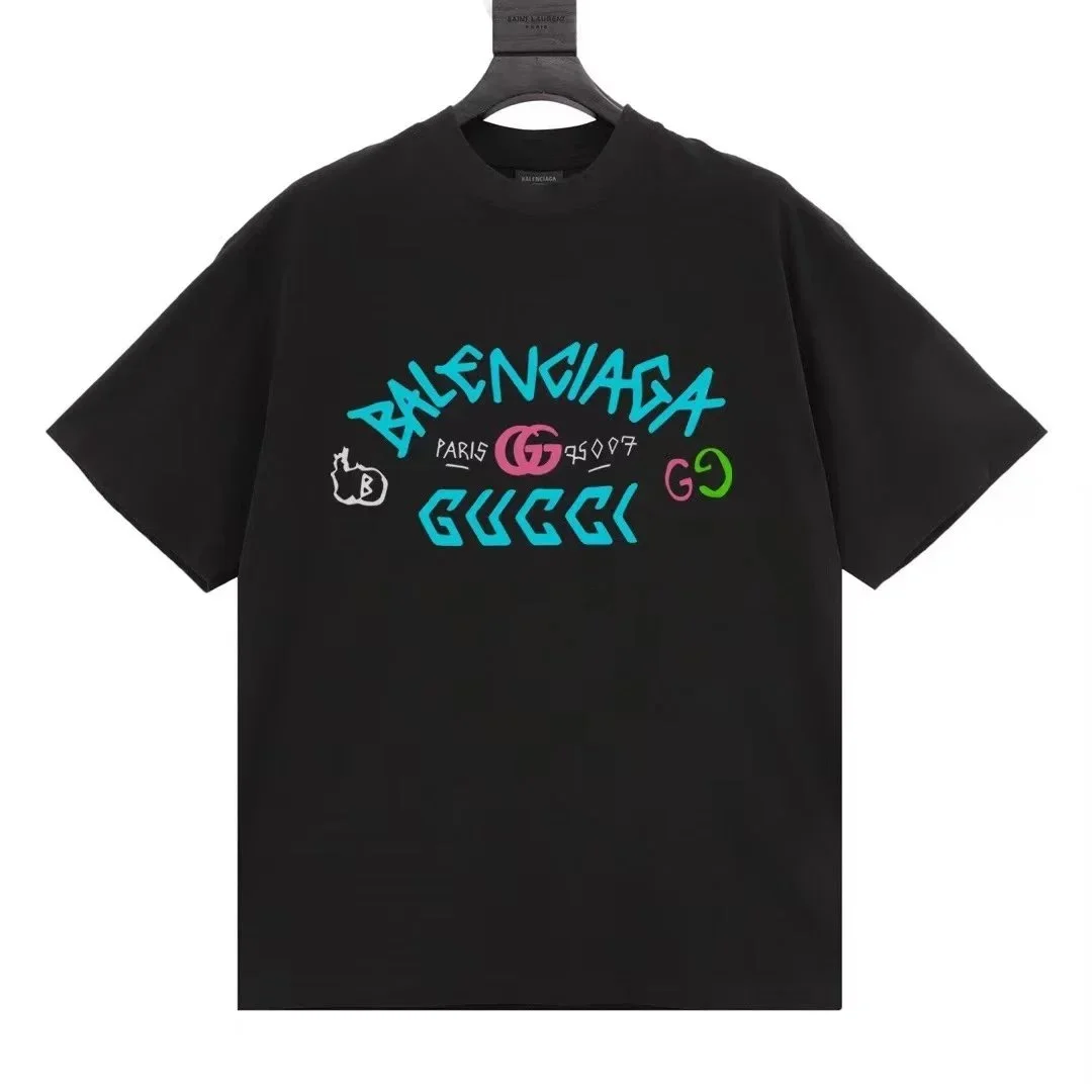 Balenciaga Balenciaga Black T-Shirt with Gucci Collaboration Print Black - 1