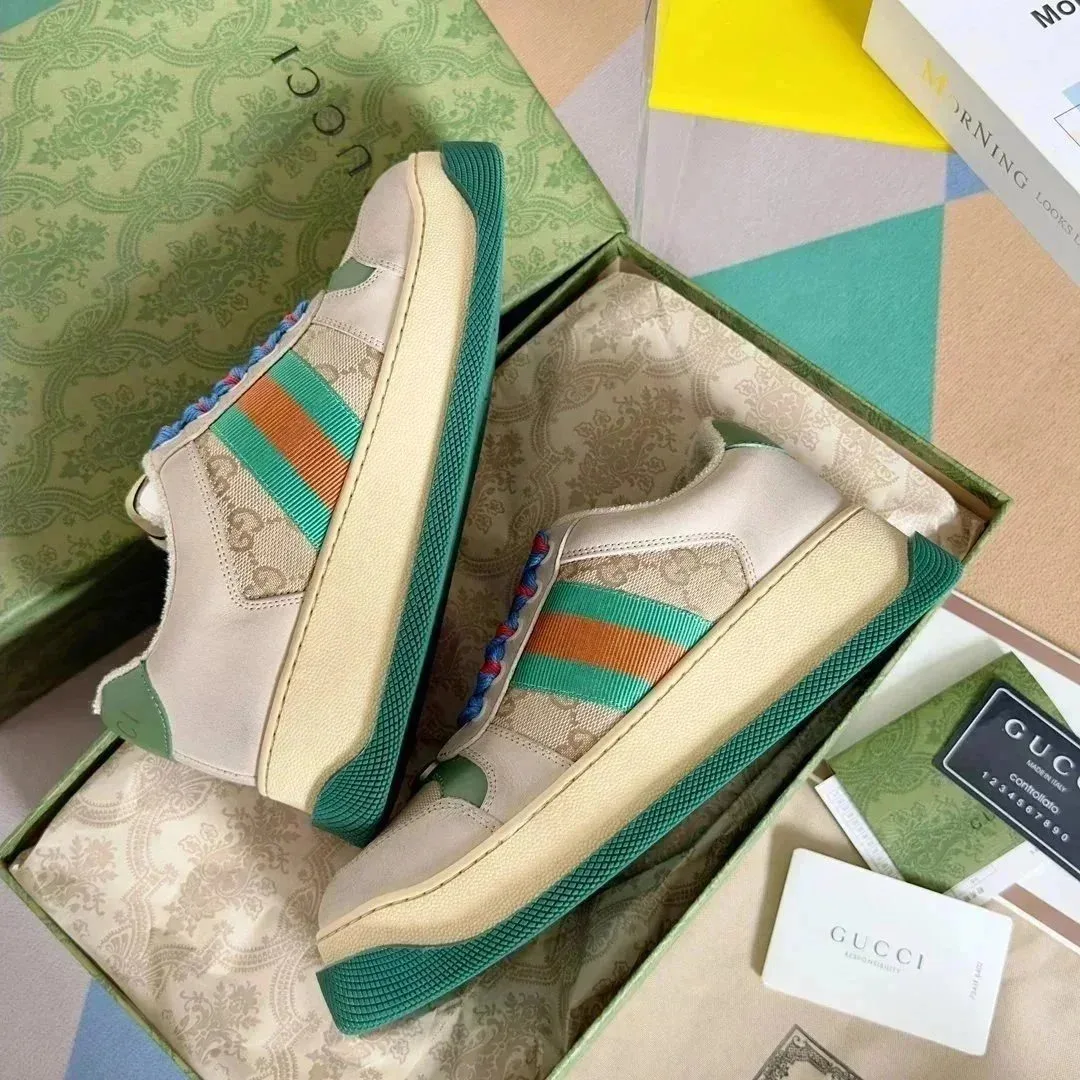 Gucci Gucci Ace Beige/Green Sneakers Beige - 1