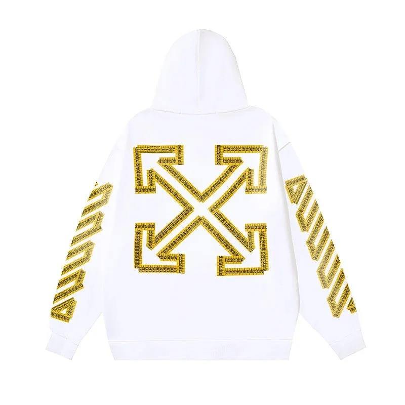 Off-White Off-White Out Of Office White Hoodie with Gold Arrows White - 1