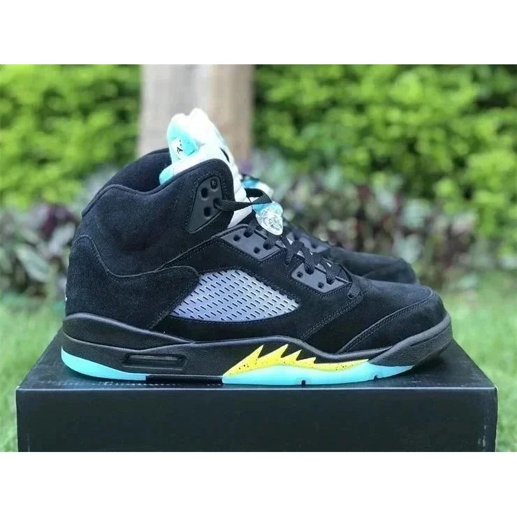 Jordan Nike Air Jordan 5 Black/Blue Yellow Sneakers Black - 1