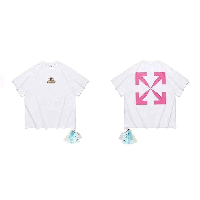 Off-White Off-White Out Of Office White T-Shirt with Pink Arrows White - 1