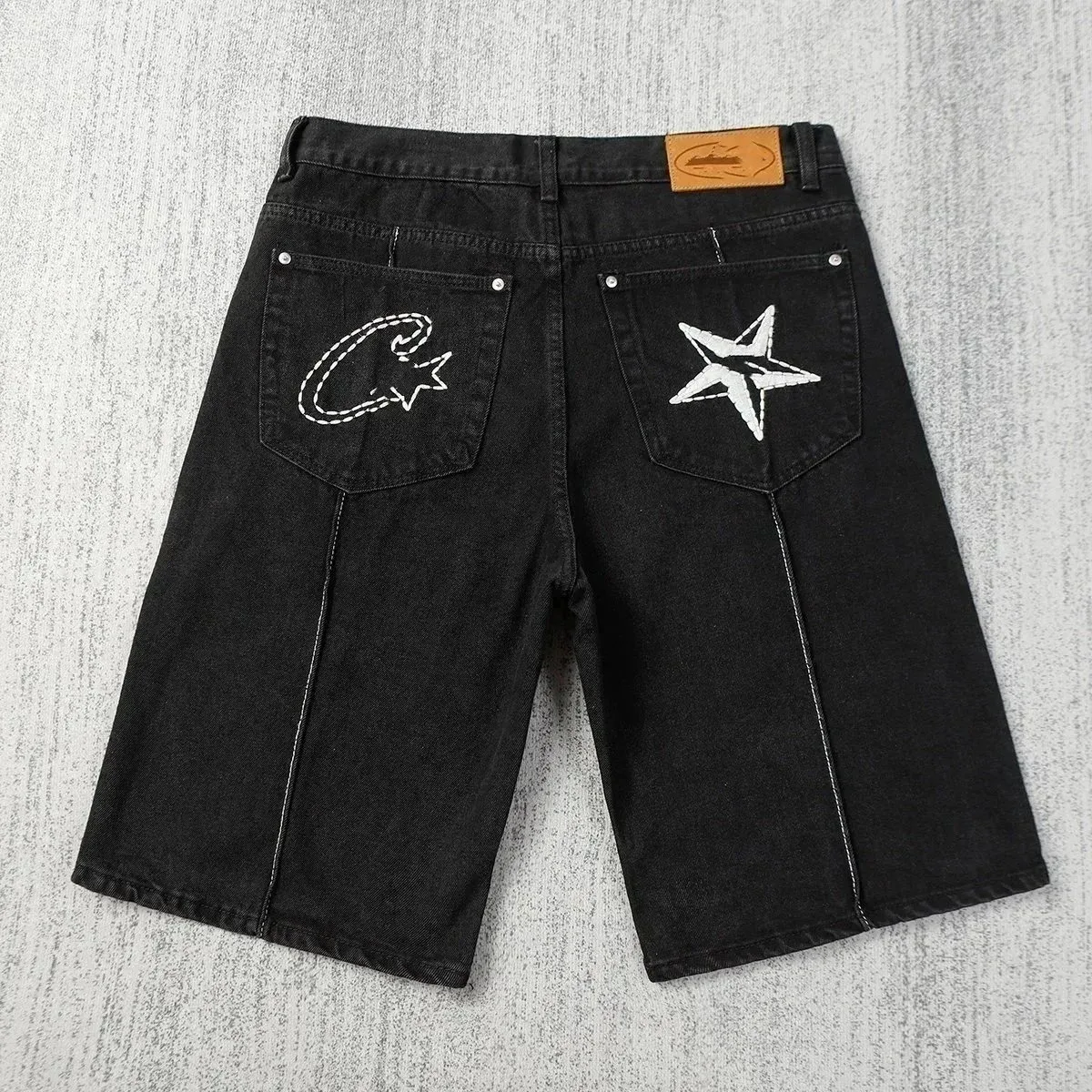 Other Black Embroidered Denim Shorts Black - 1