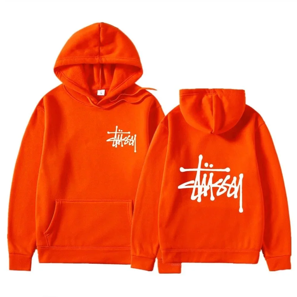 Stussy Stussy Orange Logo Hoodie Sweatshirt Orange - 1