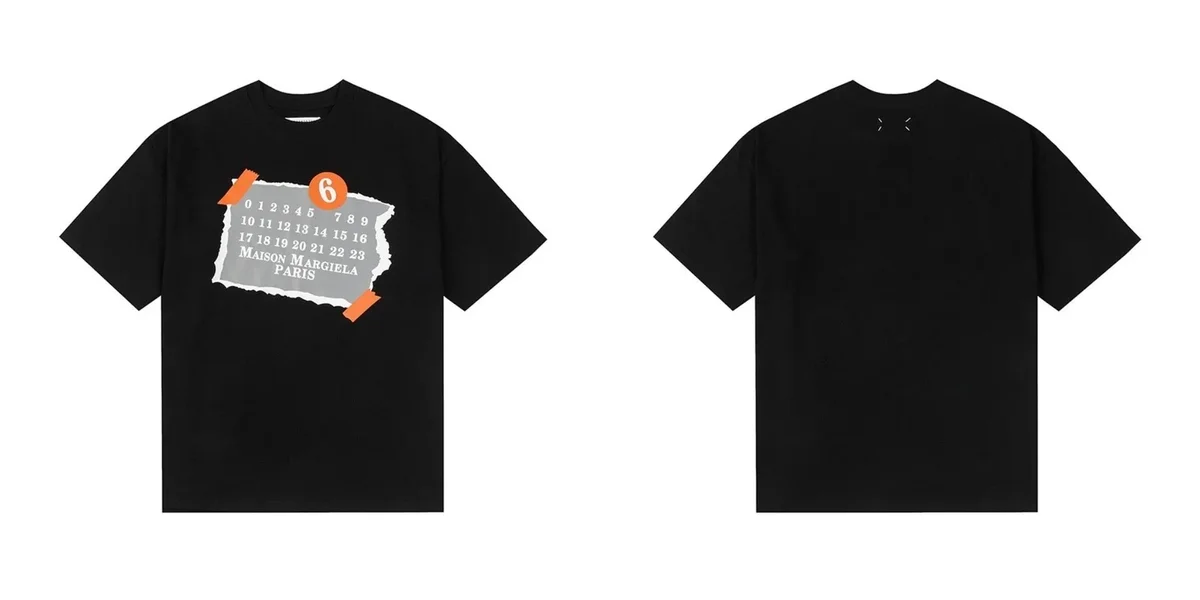Maison Margiela Maison Margiela Black T-Shirt with Torn Paper Print Black - 1