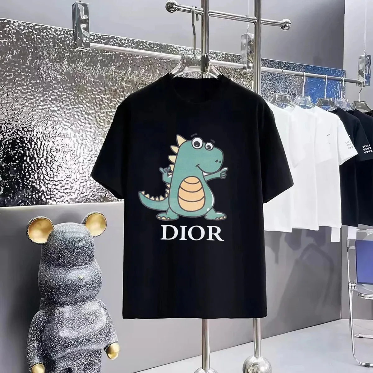 Dior Dior Black Dinosaur Print T-Shirt Black - 1