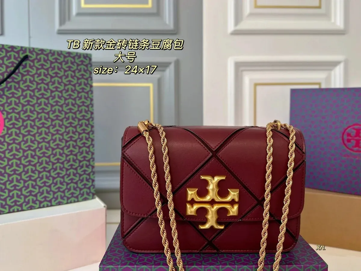 Tory Burch Tory Burch TB Gold Chain Red Leather Bag Red - 1