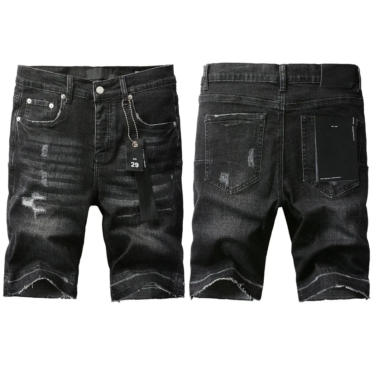 Other Black Distressed Denim Shorts Black - 1