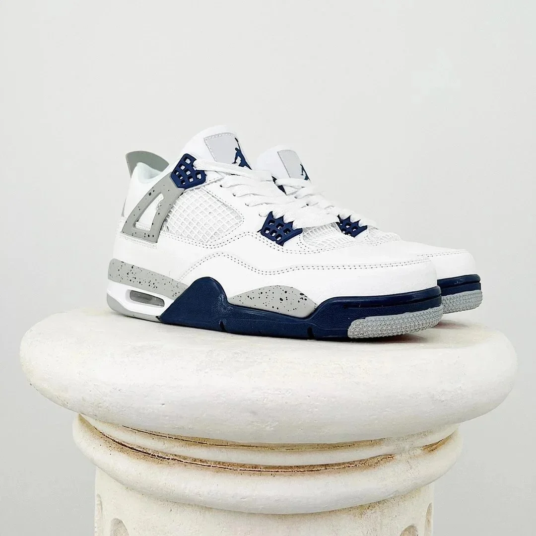 Jordan Nike Air Jordan 4 White Midnight Navy Sneakers White - 1