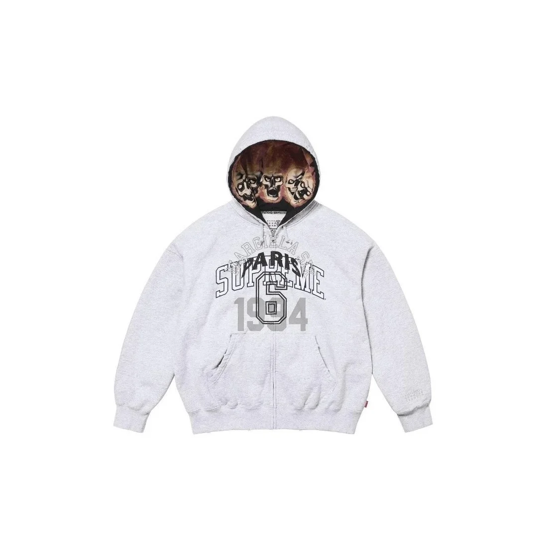 Supreme Supreme Grey Zip-Up Hoodie with Skull Print Grey - 1