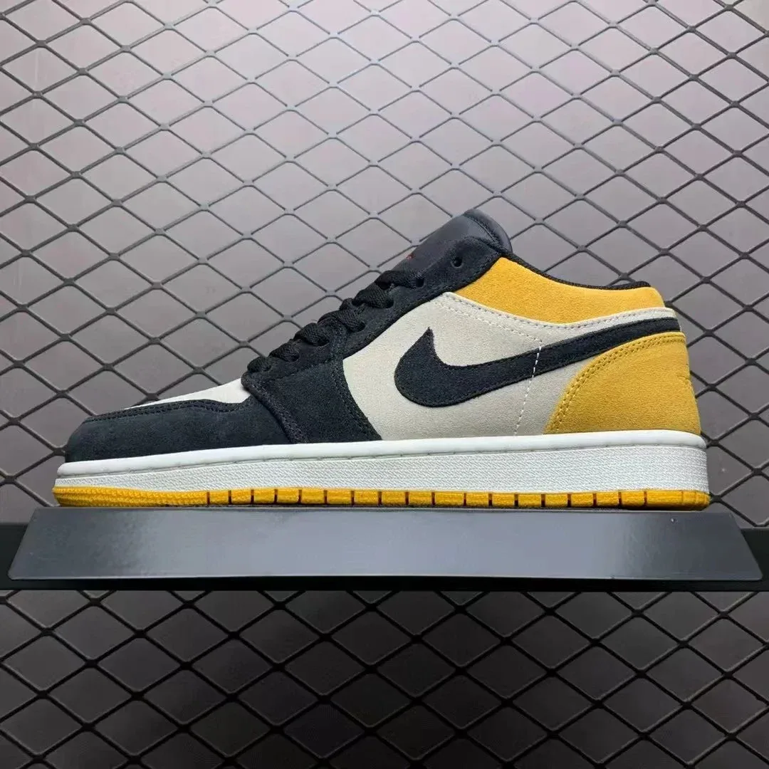 Jordan Nike Air Jordan 1 Low Black Yellow Suede Sneakers Black - 1