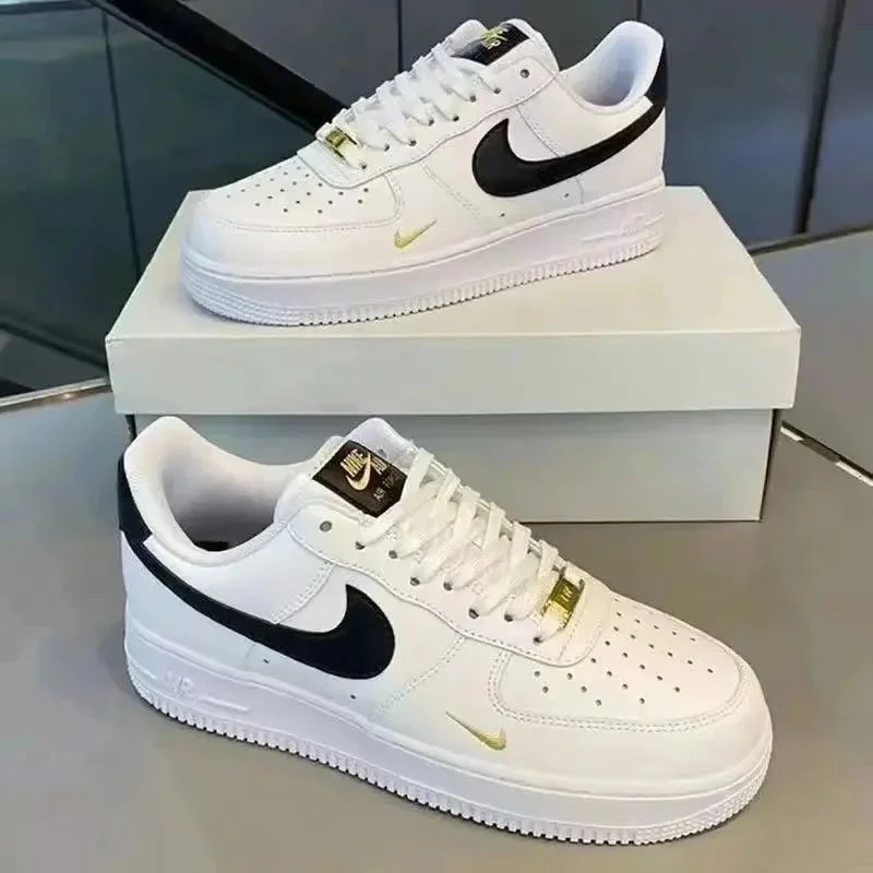 Nike Nike Air Force 1 White Black Gold Sneakers White - 1