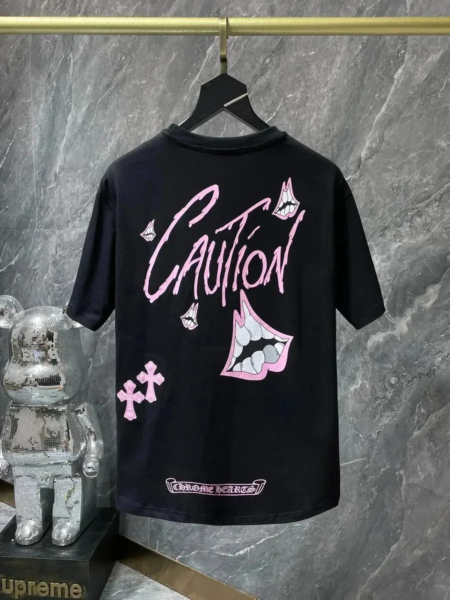 Chrome Hearts Chrome Hearts Black Caution Print T-Shirt Black - 1