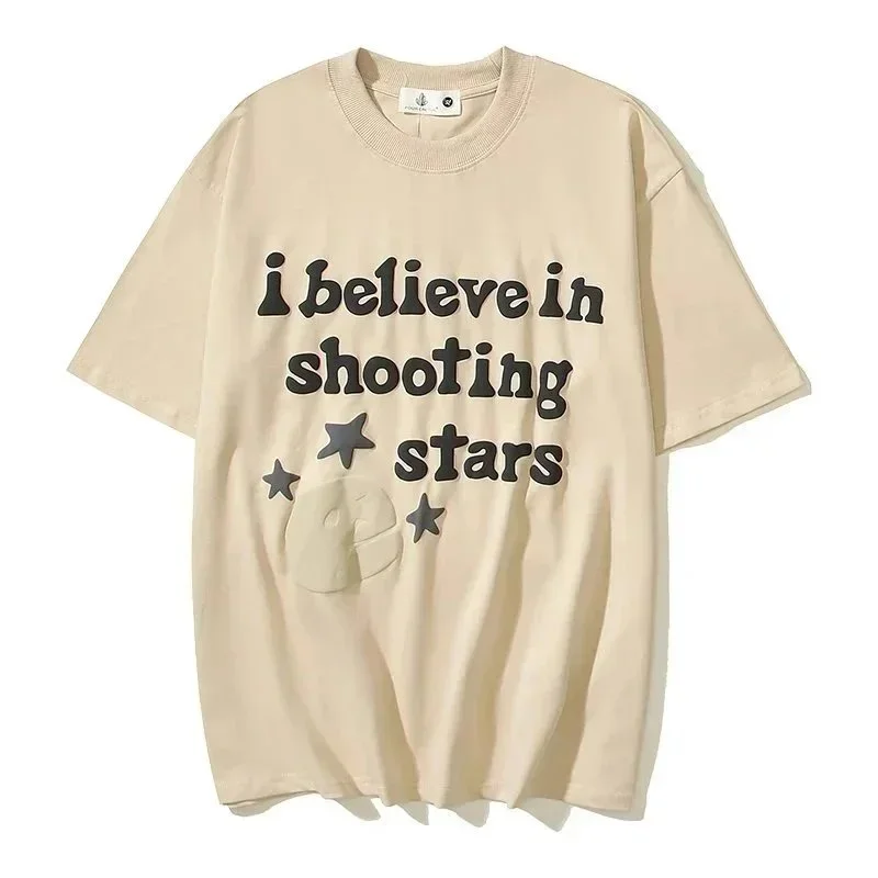 Other Unisex Beige 'I Believe in Shooting Stars' T-Shirt Beige - 1