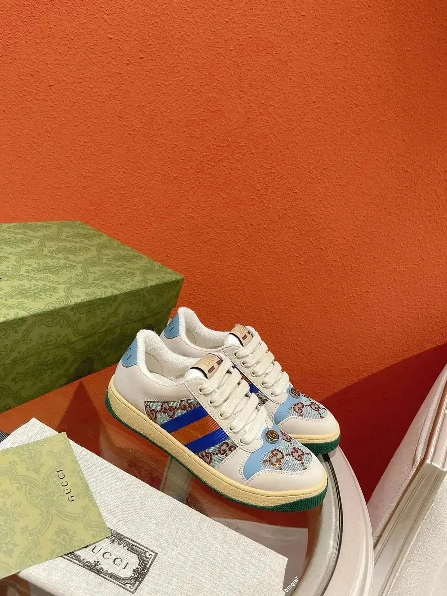 Gucci Gucci Ace White Blue Leather Sneakers White - 1