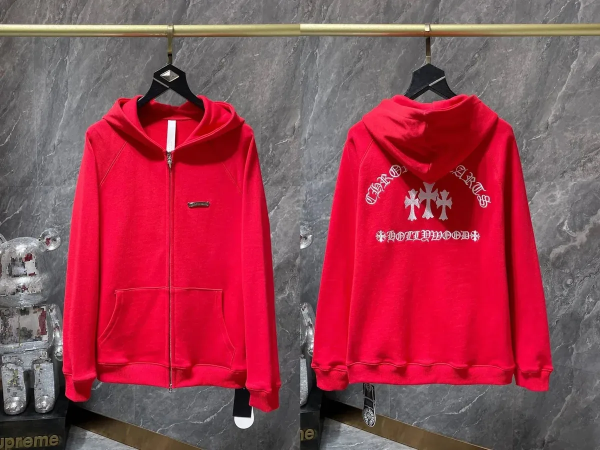 Chrome Hearts Chrome Hearts Red Hollywood Zip-Up Hoodie Red - 1