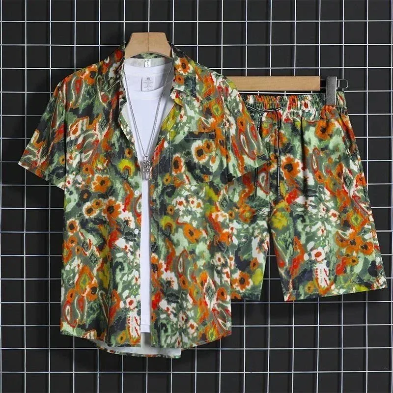 Other Floral Print Co-ord Set in Green & Orange Green - 1