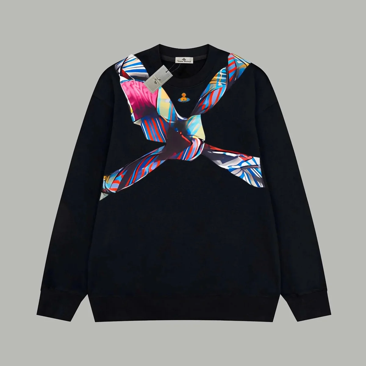 Vivienne Westwood Vivienne Westwood Orb Black with Colorful Print Crewneck Sweatshirt Black - 1