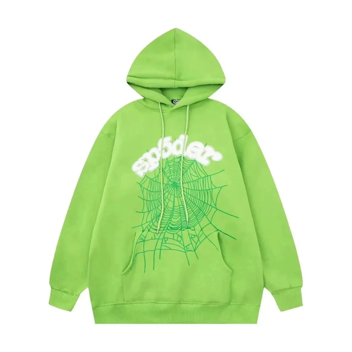 SP5DER Green Spider Web Print Hoodie Green - 1