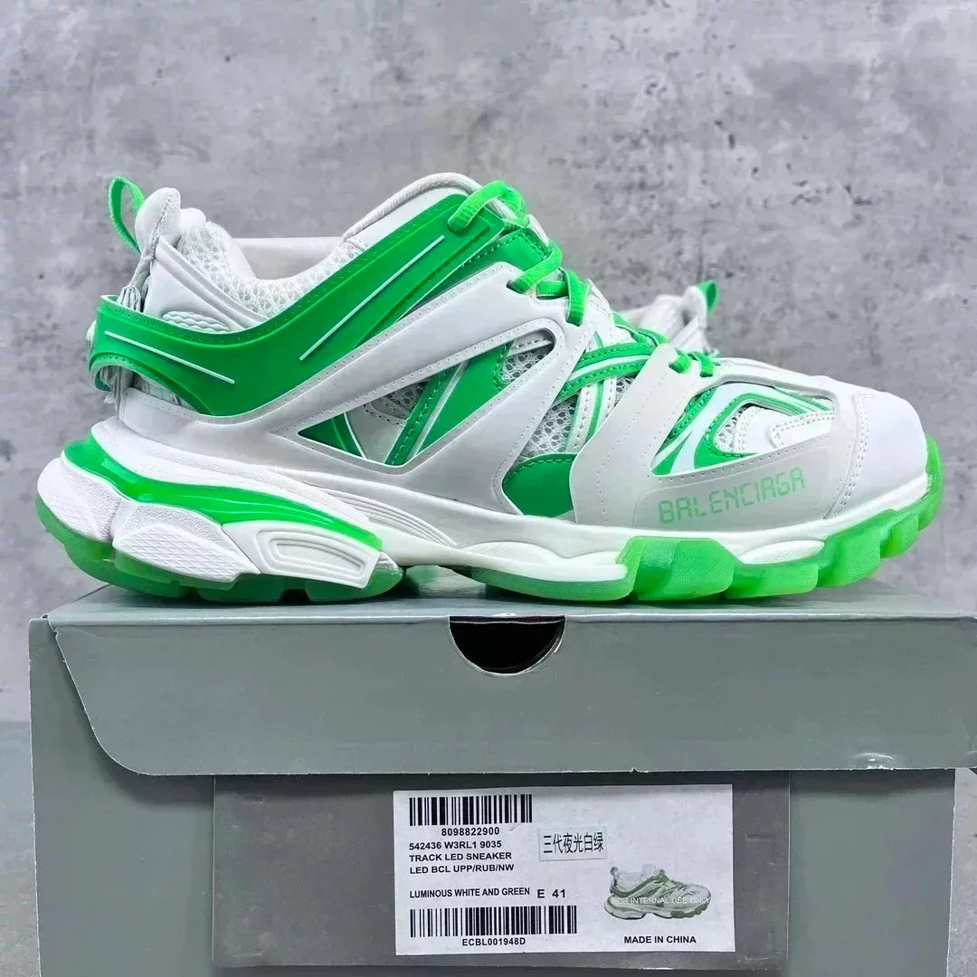 Balenciaga Balenciaga Track LED Luminous White and Green Sneakers Green - 1