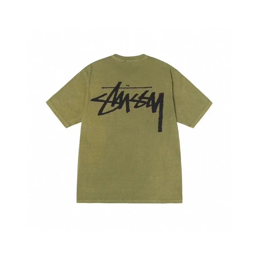 Stussy Stussy Stock Logo Olive T-Shirt Green - 1