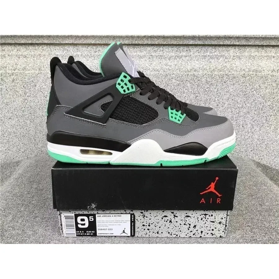 Jordan Nike Air Jordan 4 Retro Grey/Green Sneakers Grey - 1