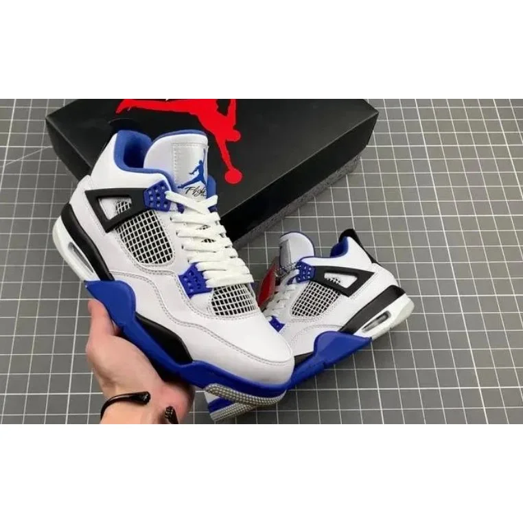 Jordan Nike Air Jordan 4 White/Blue Sneakers White - 1