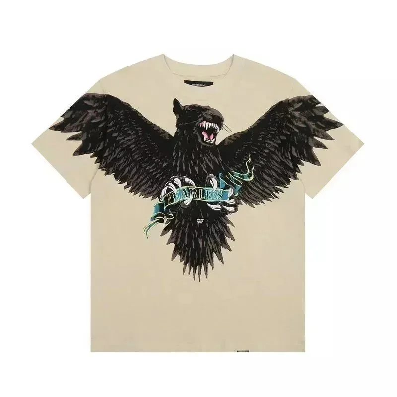 Marcelo Burlon Unisex Beige T-Shirt with Black Winged Panther Graphic Beige - 1