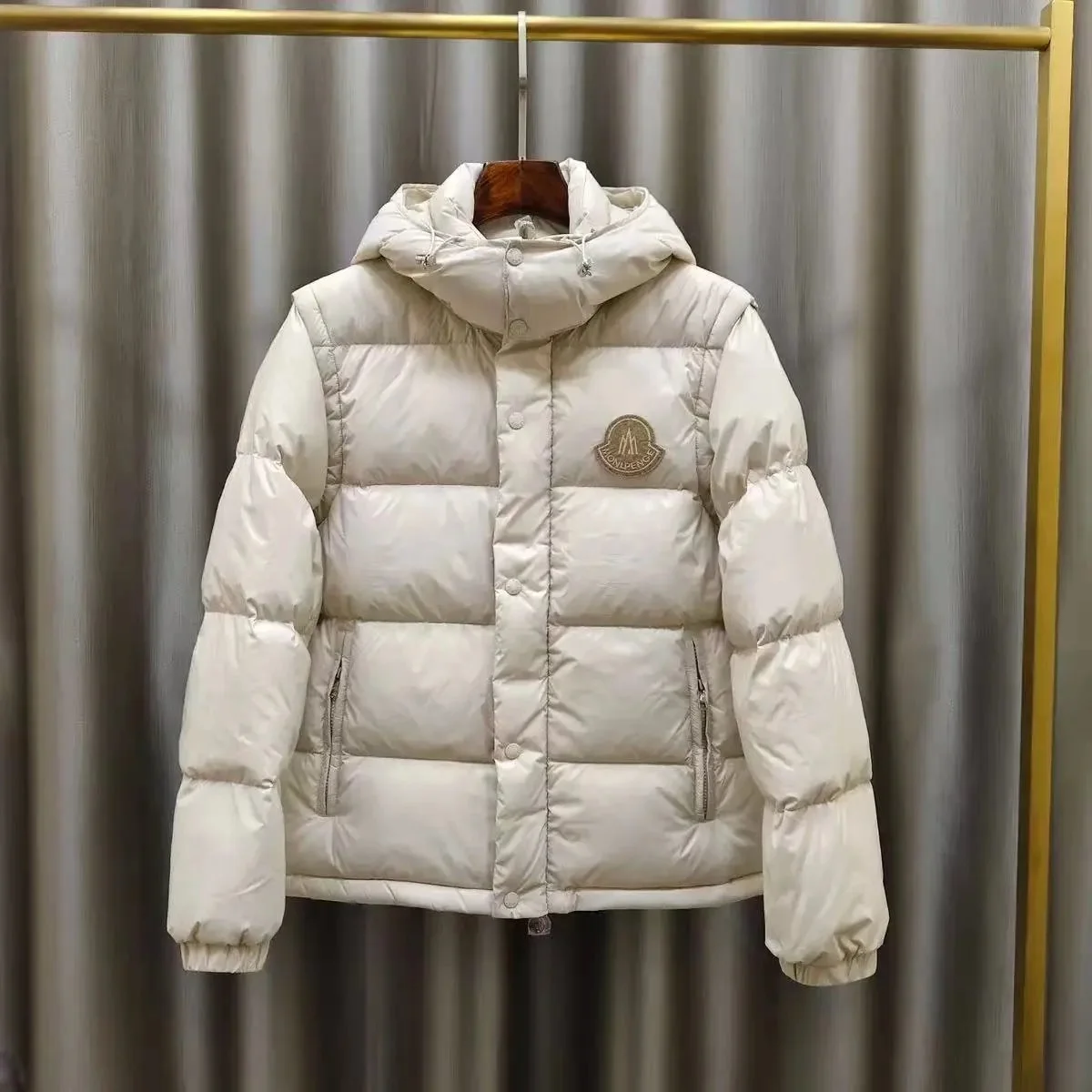 Moncler Beige Hooded Puffer Jacket catalog image