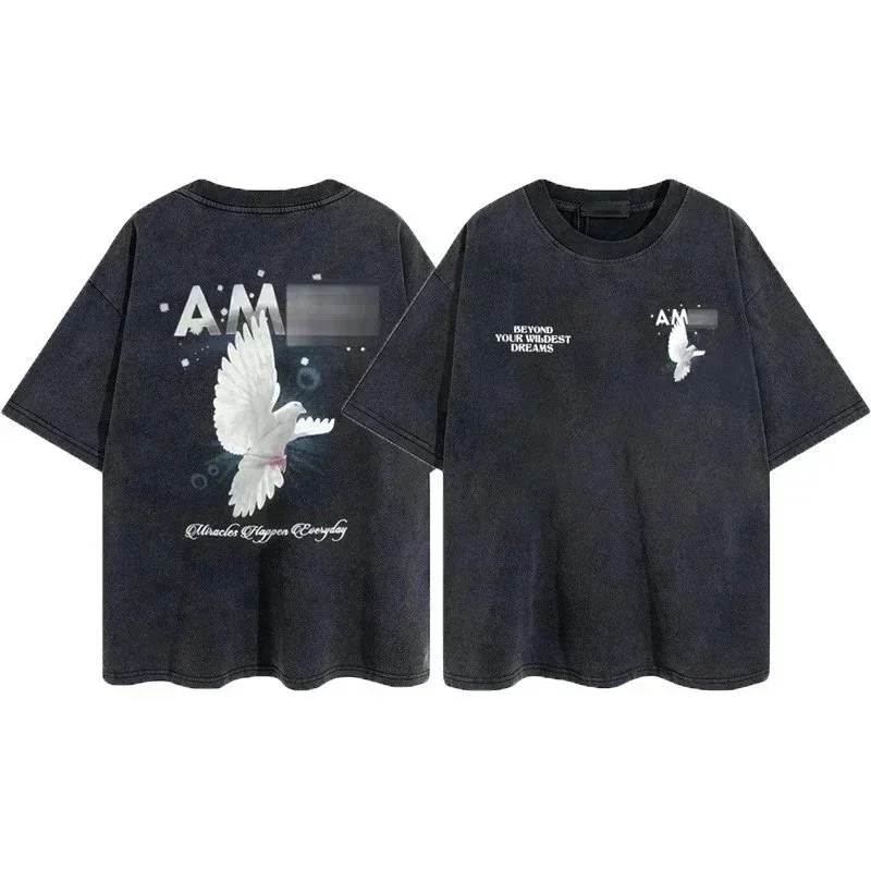 Other Unisex Dark Denim T-Shirt with Dove Print Navy - 1