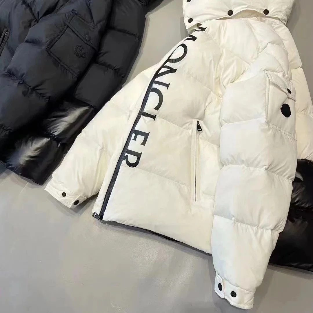 Moncler White Logo Puffer Jacket