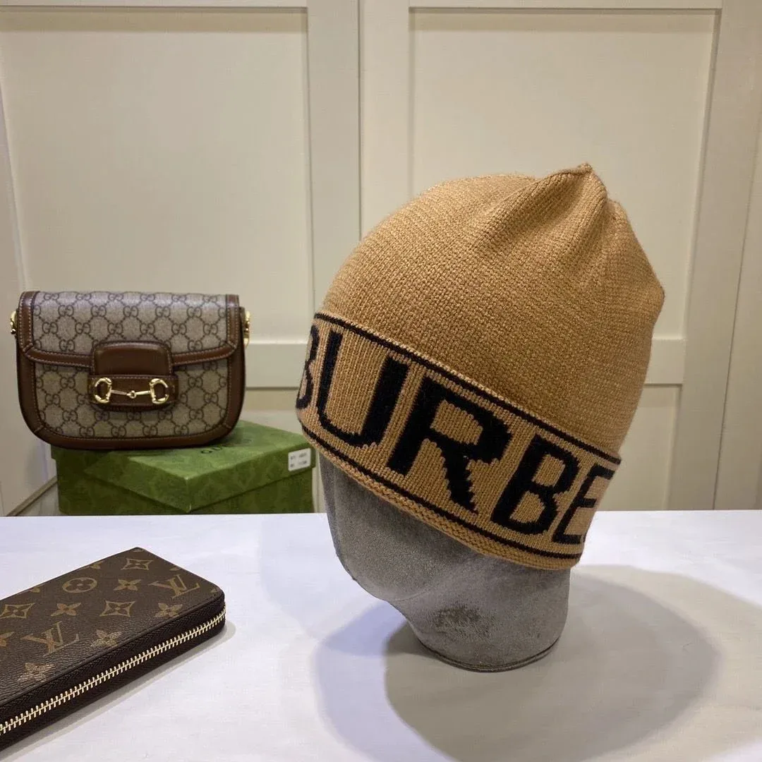 Burberry Burberry Beanie with Logo Band Camel Beige - 1