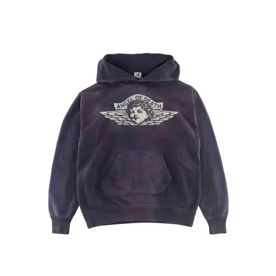 Other Unisex Angel of Death Hoodie in Dark Washed Purple Purple - 1